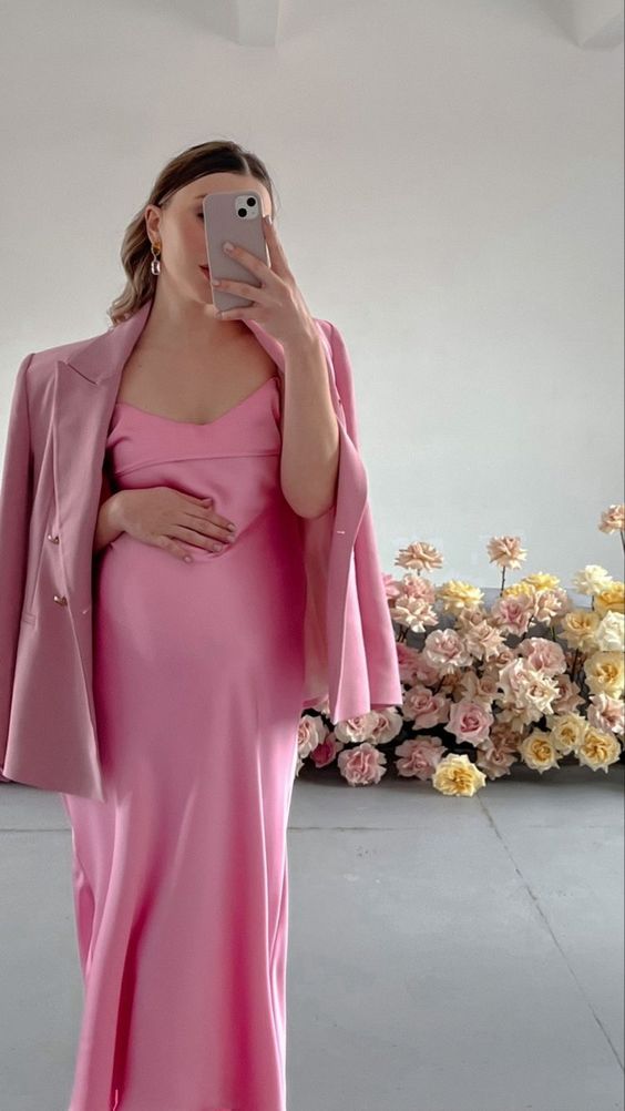 The Pink Satin Baby Shower Dress