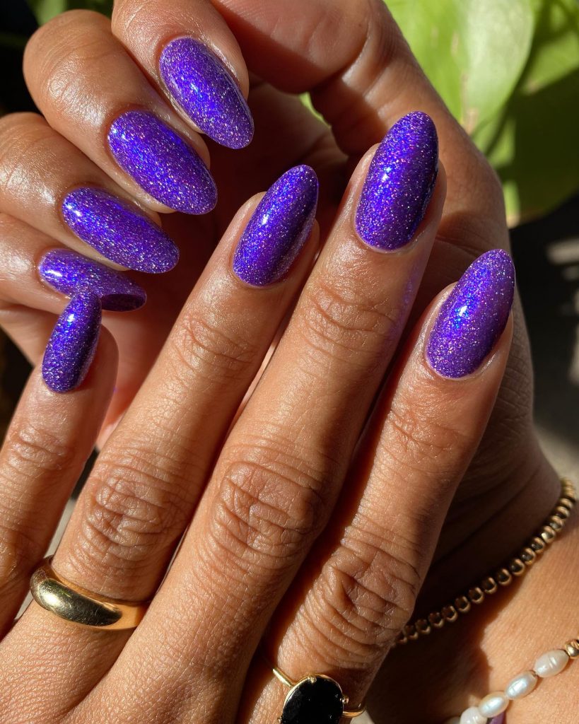 Royal purple with a glittery touch.