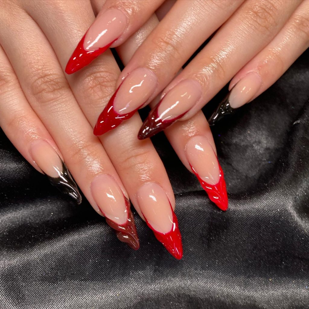 Red almond passion with French tip.