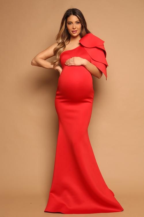 The Red Bodycon Baby Shower Gown