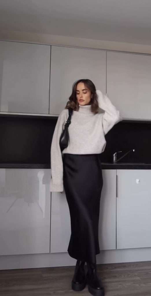 Long Satin Skirt Funeral Outfit
