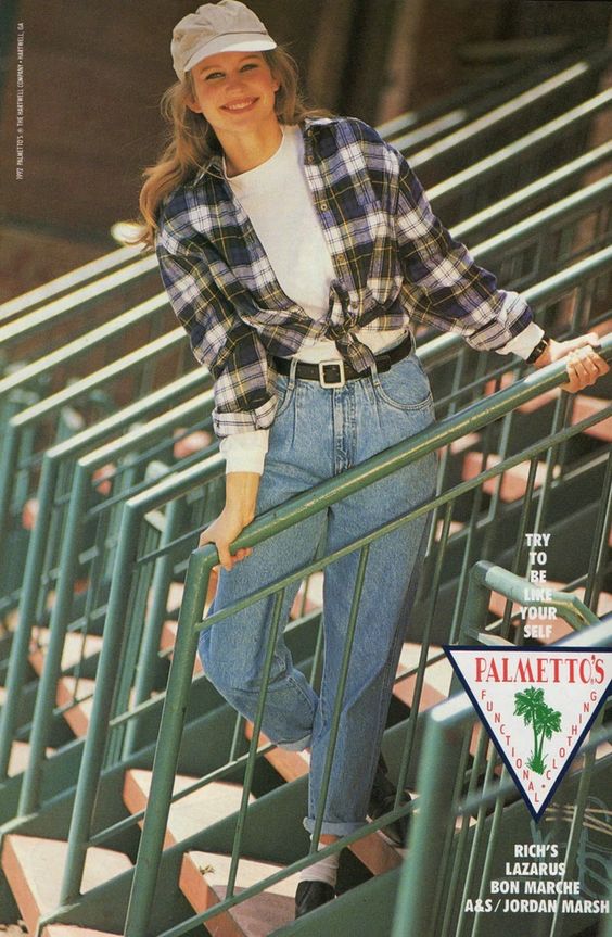 Blue and green blocked checked shirt, 90s trend.