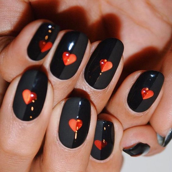 Red Hearty Nails