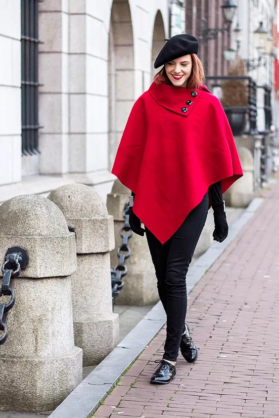 Red Poncho with Pants