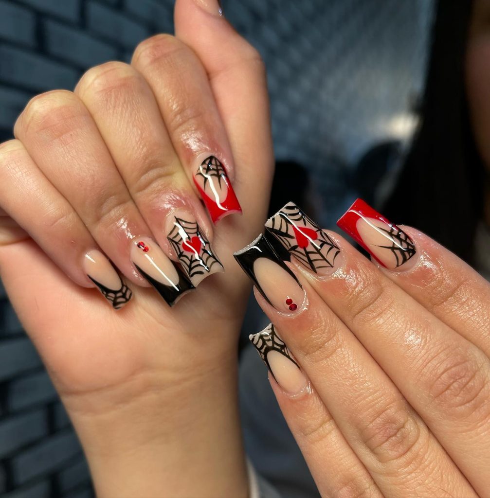 Spider-web French Nails