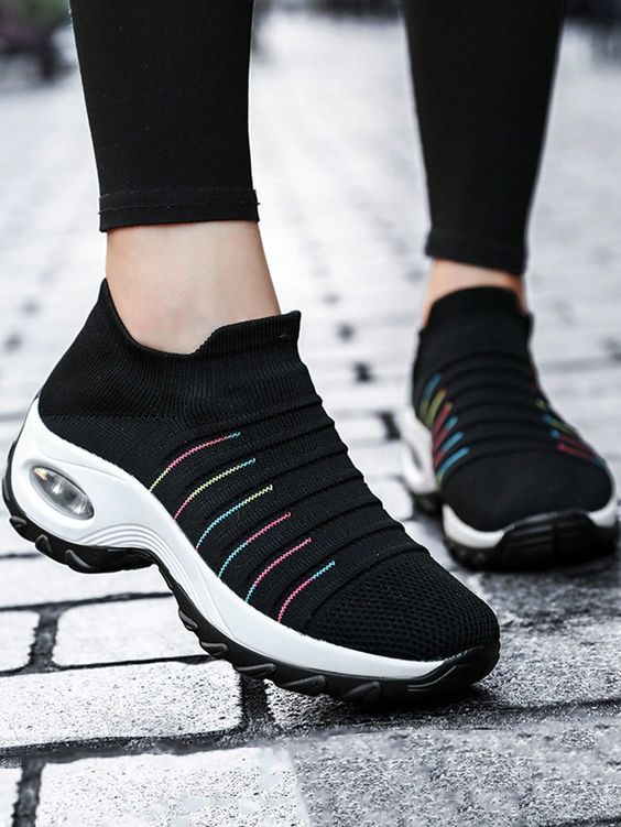 breathable and chunky black sneakers