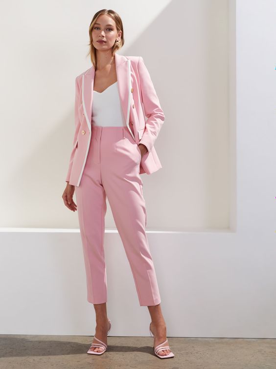 blazer and high-waisted trousers set