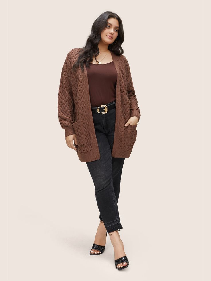 Brown Cardigan & Top with Black Jeans