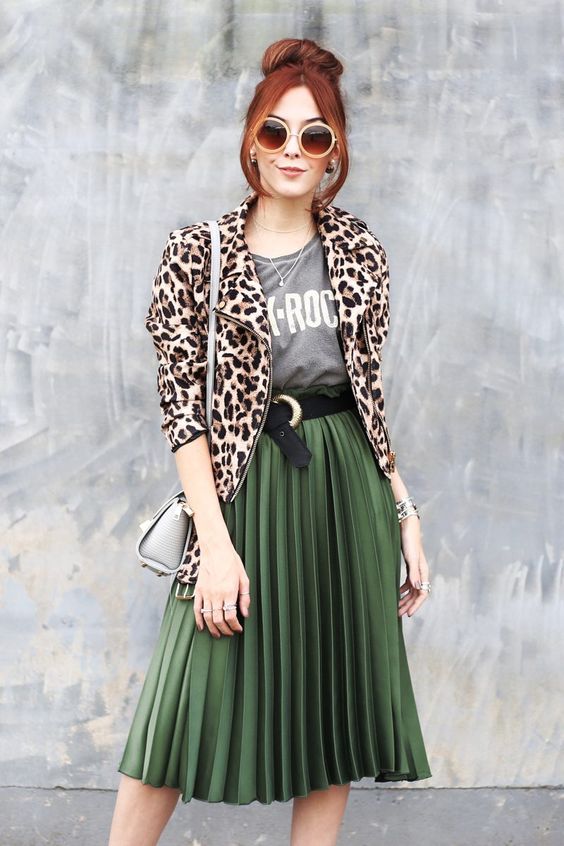 Pleated Skirt with Printed Jacket