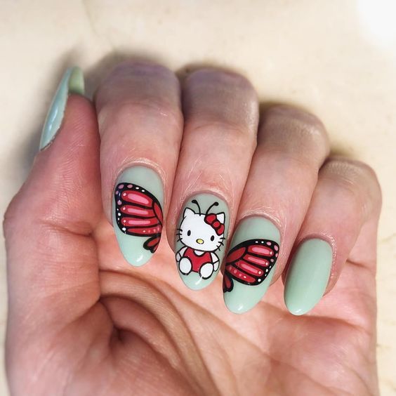 Butterfly kitty manicure