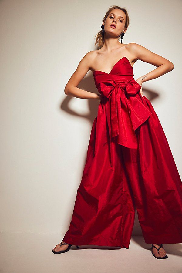 Red Silky Valentines Jumpsuit