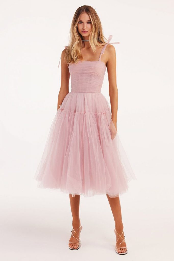 Pink tie-straps tulle dress