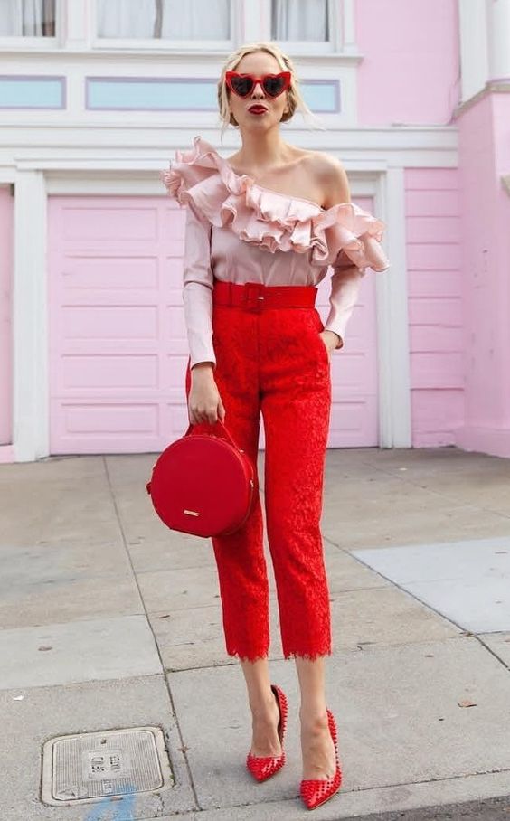 Ruffled Valentine Top with Lace Pants
